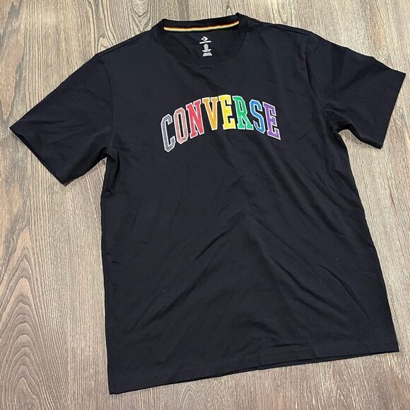 NWOT Converse T-Shirt Crewneck Short Sleeve Pullover Lightweight Black Size M - Picture 1 of 5